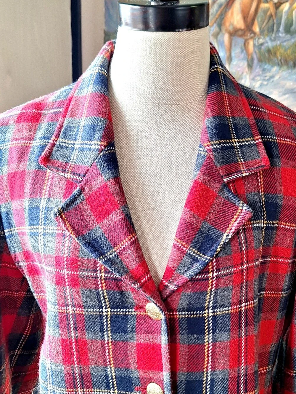 LRGR Vintage 90s Tartan Plaid Cropped Blazer, Size 6